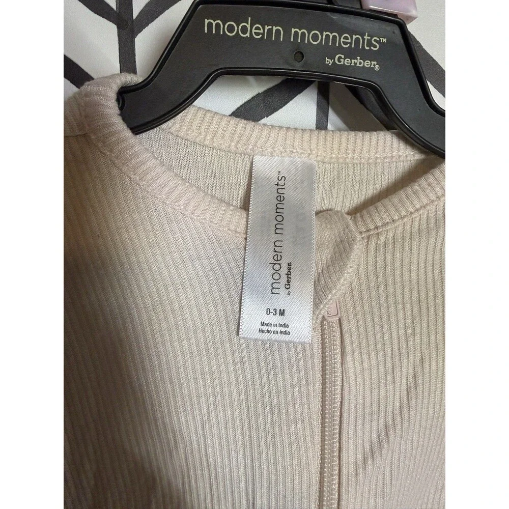 Modern Moments 2pc Zipper Pink White Brown Croissant Viscose Sleepers Baby 0-3M